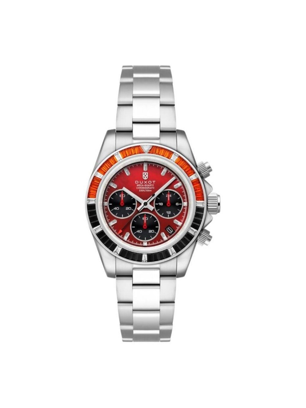 NWT Duxot Accelero Rainbow Chronograph Quartz Red Dial Men's Watch